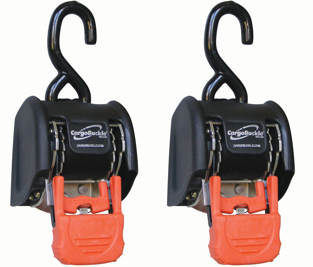 2-Pack of 1 x 6' Retractable Ratchet Strap with S-Hooks